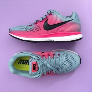 Nike Air Zoom Pegasus 34 Running Sneakers Mica Blue/Racer Pink Size 7